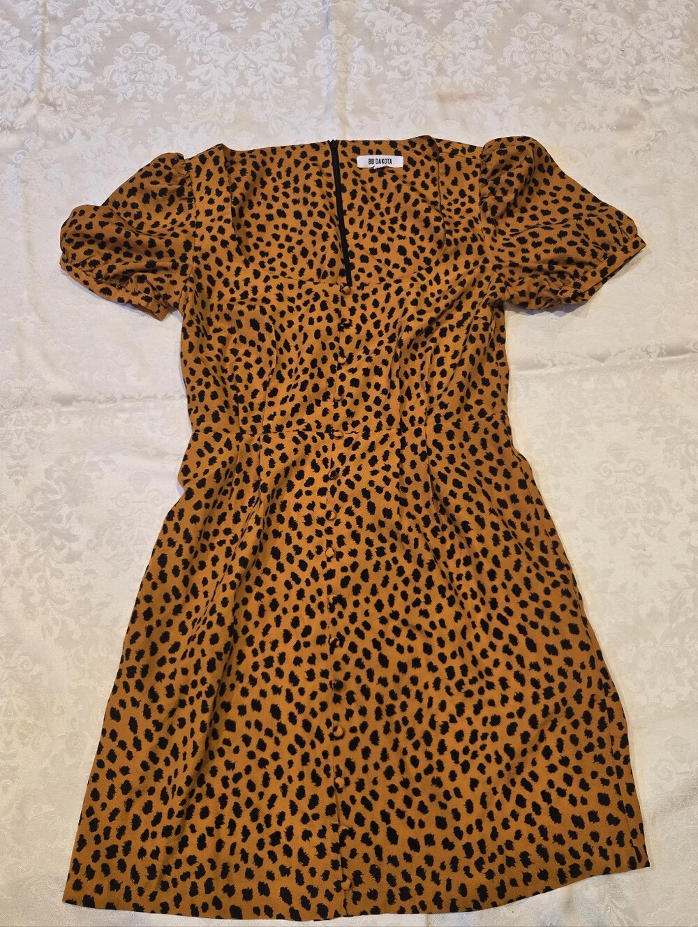 BB Dakota Orange and Black Leopard Print Top